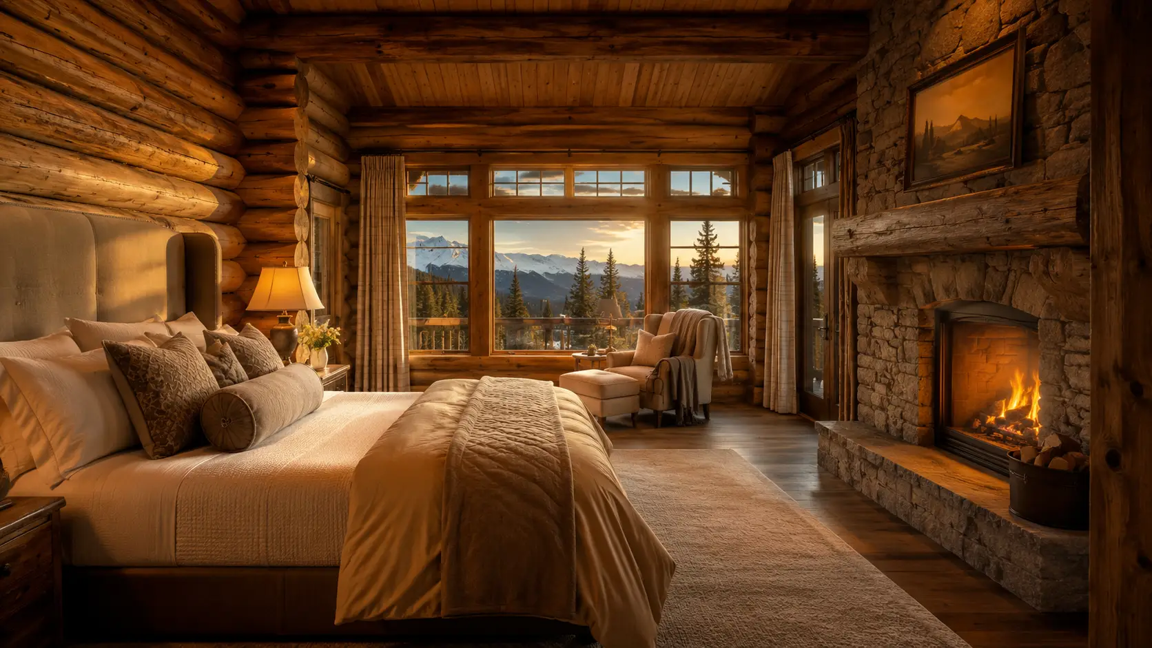 A corner room with linen bedding and morning light across the floorboards